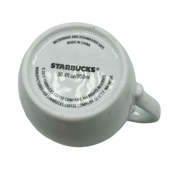 Starbucks White Gold Scroll 2015 Ceramic Coffee Tea Pot 30 oz 900ml - Picture 7 of 8